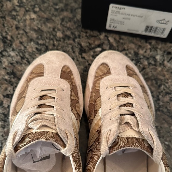 Coach Tan and Brown Monogram Suede Sneakers 8 - Picture 12 of 15